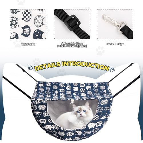 Cat Hammock for Cage with Ball,Hanging Pet Hammock Bed Adjustable,Double Layer Soft Sleeping Hammock for Cats,Ferret,Puppy,Rabbits,Small Animals,1Pack (Blue) - color: Blue