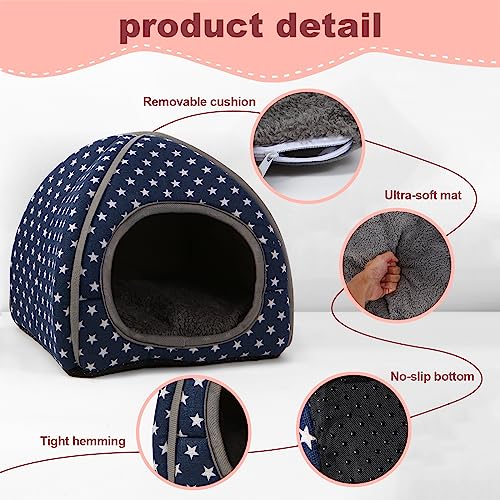 Cozy Guinea Pig Hideout Bed Soft Fleece Material Removable Cushion Washable and Dryer Friendly Perfect Cage Accessories for Rabbits Hamsters Hedgehogs - color: Royal Blue