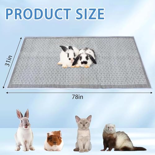 kathson Rabbit Cage Liners Washable 31"x78" Reusable Guinea Pig Cage Liner Soft Bunny Floor Mat Non-Slip Rabbit Rug Super Absorbent Bunny Carpet for Hamsters Ferrets All Small Animals - size: 31" x 78" - 1pcs