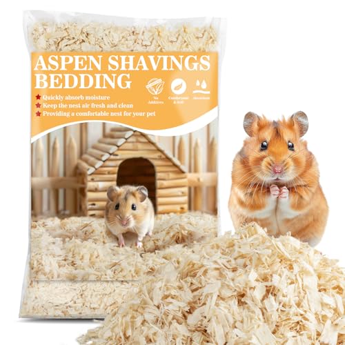 Sukh Hamster Bedding - Aspen Shavings Small Animal Pet Bedding | Aspen Bedding for Small Animals, Guinea Pigs, Rabbits, Hamsters, Gerbils, Chinchillas, Rats, Mice, Snakes & Hedgehogs, 14 OZ