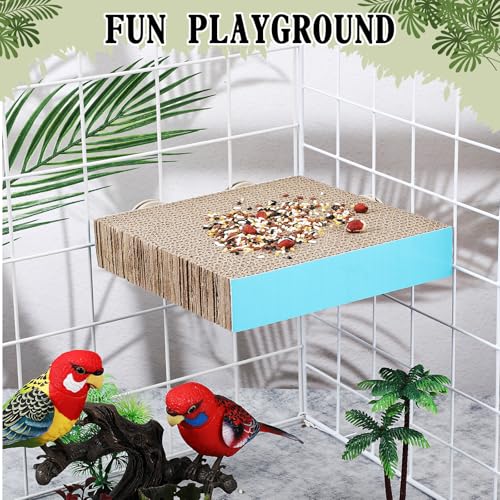 Skyygemm 3 Pcs Bird Chew Toys Parrot Perch Cardboard Platform for Cage Bird Paw Grinding Stand Parrot Cage Playground Exercise Toys for Macaws Small Parakeets Budgies Conure Cockatiel(Large) - size: Large