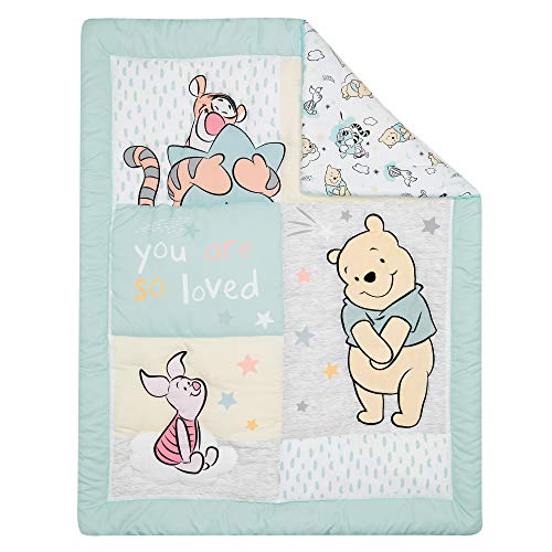 Lambs & Ivy Disney Baby Winnie the Pooh Hugs 3Pc Nursery Crib Bedding Set | Set Includes Quilt, Fitted Sheet, & Crib Skirt, Machine Washable, Fits Standard Size Crib 52" x 28" - color: Pooh Hugs