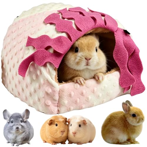Small Pet Hideout No Bottom Guinea Pig Rabbit Cave Toilet Cover (Pink,Large) - color: Pink, size: Large