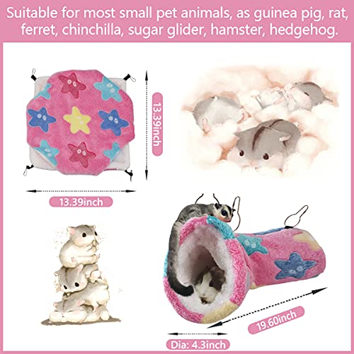 LEFTSTARER Guinea Pig Ferret Rat Hammock Toy Small Animal Cage Accessories Hideout Tunnel & Bunkbed Hammock for Rat Ferret Guinea Pig Hamster Sugar Glider Chinchilla - color: 3.Star-Pink