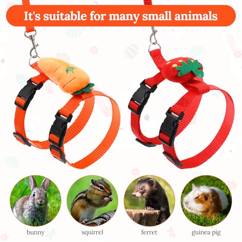 2PCS Bunny Harness and Leash Guinea Pig Leash Rabbit Bunny Leash | Kitten Harness and Leash Set for Guinea Pig Ferret Cat Puppy Duck Small Pets Outdoor Walking - style: A