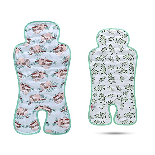 Gel Car Seat Cooler Pad,1 Pack Double Sides-Universal Baby Stroller Ice Cushion Cooler Mat,Summer Cooling Seat Liner,Multifunctional Suitable for Baby Dining Chair,Child Safety Seat(Sloth + Leaves) - color: Sloth + Leaves