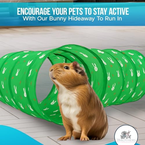 Tunnels with 3-Way Entrance - Cozy, Washable Guinea Pig Hideout - Interactive Cage Toys (Green) - color: Green