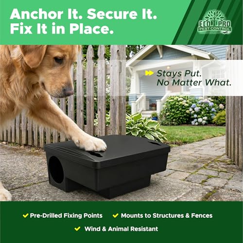 Mouse Bait Station 2 Pack Medium Size, Tamper Resistant Lockable Bait Boxes Indoor Outdoor, High Capacity Mid Size Rodent Bait Box with Key, Reusable Weather Resistant Pest Control - size: 2-Pack Medium