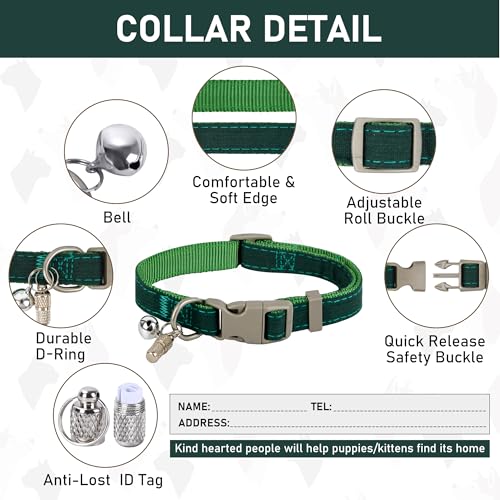 GAMUDA Small Pet Harness Collar and Leash Set, Step in No Chock No Pull Linen Fabric Soft Mesh Dog Vest Harnesses Reflective for Dogs Puppy Cats Kitten Rabbit (Green, S) - color: Green, size: Small