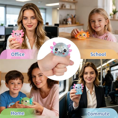 4Pcs Axolotl Squeeze Toy, Slow Rise Stress Toy Relief Sensory Toy | Cute Squeeze Anxiety Pressure Ball, Portable Calming Fidget Toy for ADHD Autism, Gift Box Packed - color: 4 Pack Axolotl