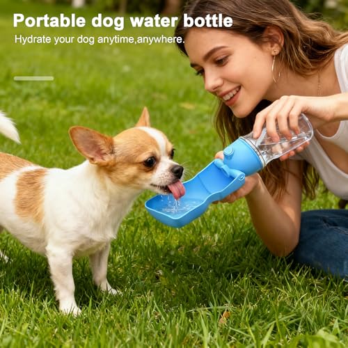 Amerisun Dog Water Bottle16.9 OZ Collapsible Leak-Proof Pet Water Bowl | Collapsible Water Bottle,Suitable for Dog, Cat, Puppy Guinea Pig Hamster & Bunny Ideal for Walking Hiking(A012B-blue) - color: A012B-blue