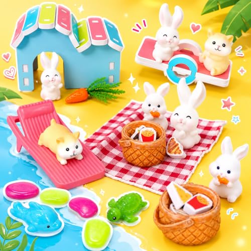 Carolart Hamster Sensory Bin, Animal Play Set, Sand Box with Glow Stones | Rabbit and hamster pretend play sandbox, sensory sand activity, pet habitat toy, gift for kids ages 3-8 - style: Hamster