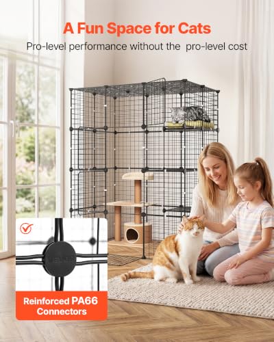 VEVOR Cat Cage 4-Tier 40.98"x27.99"x55" DIY Cat Playpen Indoor Enclosure, Detachable Metal Wire Kennel Crate with 4 Doors, Large Exercise Place Ideal for 1-2 Cats, Kittens and Small Animals, Black - size: 41.0"L x 28.0"W x 55.0"H