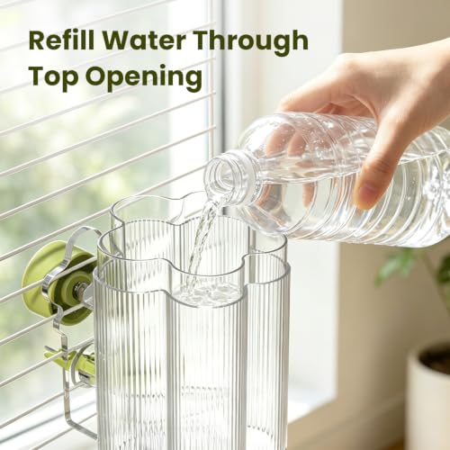 8.4 Oz No Mess Bird Water Feeder, Auto Parrot Cage Water Dispenser (Green) | Magnetic Mount, Drip-Free, Easy Top Refill, Mount Inside or Outside Cage, for Parakeets Cockatiels Budgies Lovebirds Canary - color: Green