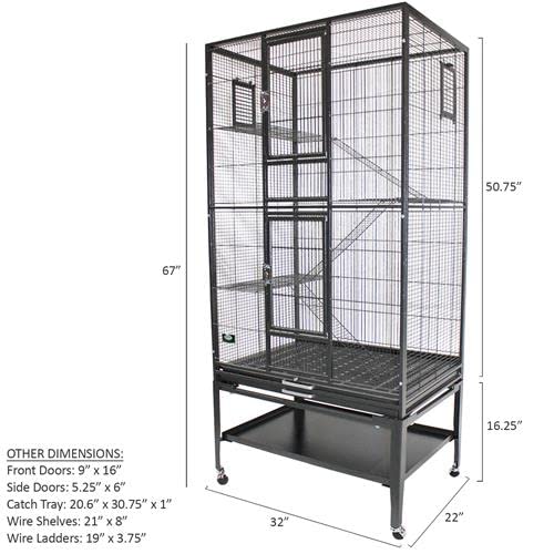 Congo Cage - Durable 68" Tall Cage - for Sugar Gliders, Squirrels, Marmosets & Other Small Pets