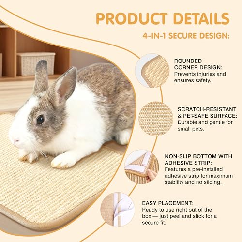 Rabbit Scratching Pad, 2PCS Natural Sisal Bunny Mat,16x12in | Bunny Toys, Rabbit Toys, Rabbit Chewing Mat, Rabbit Bedding, Sisal Mats for Bunnies, Bunny Nail Scratch Pads