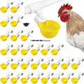 LemonRoad 30 Set Automatic Chicken Waterer Cups with 1/2" PVC Tee Fitting Chicken Drinking Bowl, Poultry Drinker Mounting Hole Opener,Water Dispenser Feeder for Duck, Goose, Pigeon(Dark Yellow) - color: Dark Yellow