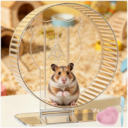 Silent Hamster Wheel 9.3", Quiet Spinner Running Wheel with Adjustable Stand & Non-Slip Track – Ideal Small Animal Cage Accessories for Hamsters Gerbils Dwarf Syrian Mice - color: Hamster Wheel+Blue Comb+Bowl