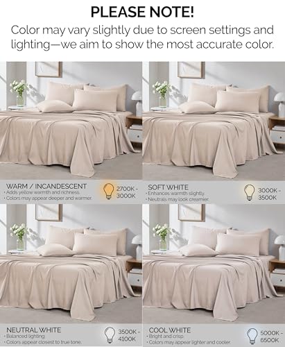 Southshore Fine Living, Inc. 21-Inch Extra Deep Pocket Cal King Sheet Set, 6-Piece California King Sheets Deep Pocket, Pet Hair Resistant Bedding, Machine Washable - Natural Beige - color: 02 - Natural Beige (Formerly Bone), size: California King