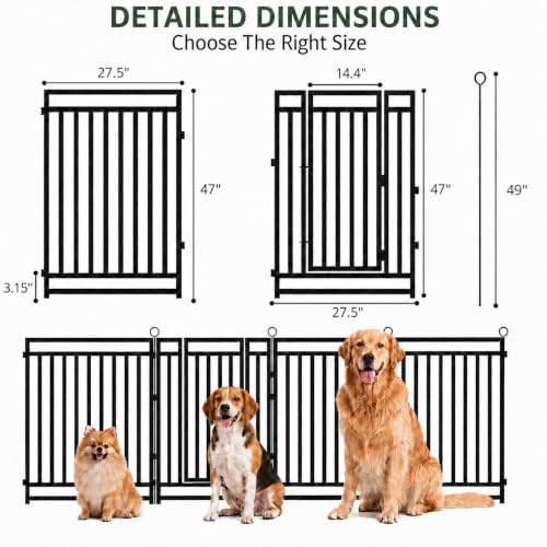 Thickened Outdoor Dog Fence, 47" H, 16 Panels for Yard & Camping | Easy Setup, Flexible Layouts, Thickened Panels, Heavy-Duty, for Medium & Large Dogs and Farm Use, Patented - size: 47" height, style: 16 Panels