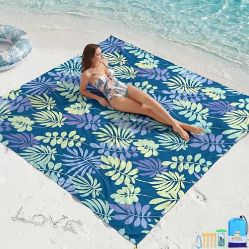 BYDOLL Beach Blanket Waterproof Sandproof,78''X81''/78''X110'' Large Sand Free Oversized Lightweight Sand Resistant Blanket, Picnic Mat for Beach Travel Camping Hiking Essentials - color: Leaves, size: 78''X81"