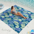 BYDOLL Beach Blanket Waterproof Sandproof,78''X81''/78''X110'' Large Sand Free Oversized Lightweight Sand Resistant Blanket, Picnic Mat for Beach Travel Camping Hiking Essentials - color: Leaves, size: 78''X81"