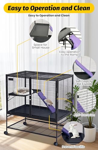 Multi-Level Metal Small Animal Cage, Removable Tray & Ramp, Lockable, BPA-Free, Indoor/Outdoor Use,for Ferrets, Hamsters, Chinchillas, Rabbits, Guinea Pigs, Hedgehogs, Gerbils - size: 36''Lx22''Wx39''H