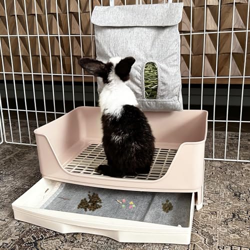 Large Rabbit Litter Box Bunny Litter Box, Potty Training for Rabbits Litter Pan with Drawer, Rabbit Bedding Toilet for Adult Guinea Pig, Ferret, Bunny and Other Animals (Brown)