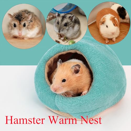 Hamster Snuggle Sack Nest,Winter Soft Warm Bed Small Pet Sleeping Bag Snuggle Sack Hideout Pouch for Hedgehog Guinea Pig Squirrel Animal (Blue)