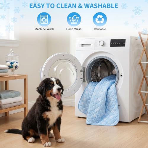 GlowUp Dog Cooling Mat for Dog, 47"x35" Large Cooling Pad for Dogs, Non-Slip Pet Cooling Pad for Summer Indoor/Outdoor Use