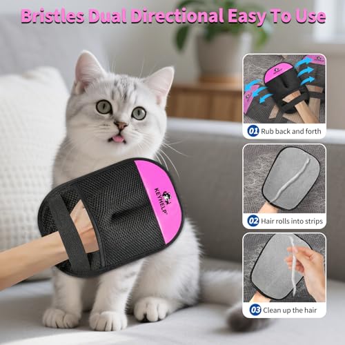 Pet Hair Removal Glove for Dogs & Cats, Newly Upgraded Reusable Electrostatic Pet Hair Glove, Magic Brush Pet Hair Remover Tool for Clothing, Couch, Carpet, Car Seat（Pink） - color: Pink