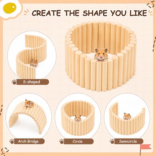 Qunclay 5 Pcs Hamster Wooden Platform Chamber Hideout House Climbing Ladder Bridge Fence Toy with Hamster Bath Container Decor Cage Accessories for Small Animal Dwarf Syrian Mice Degus Gerbils - style: Chic