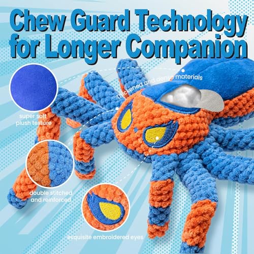 LEGEND SANDY Squeaky Dog Toys- Plush Dog Toys with Soft Fabric for Small, Medium, and Large Dogs Daily Companionship, Training Reward Gift | Puppy Chew Toys for Teething, Daily Companionship, Training Reward Gift - color: Blue Spider