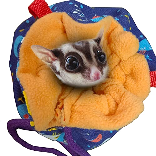 Dnoifne Sugar Glider Hanging Bed House, Sugar Glider Hamster Sleeping Pouch with Drawstring Design, Small Animals Hammock Cage Accessories, Cage Warm Sleep Bag for Squirrel Guinea Pig Birds Parrot - color: Colorful
