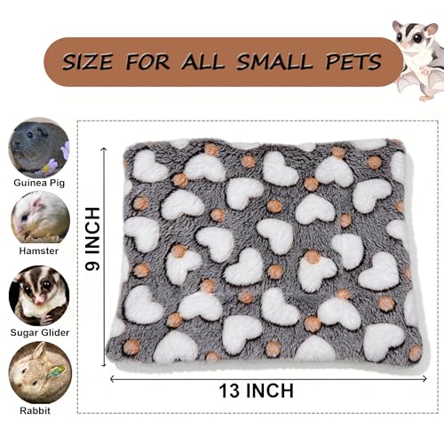 2 Pcs Guinea Pig Bed 9"x13" 2 Colors Waterproof Washable Soft Fleece Pee Pad Cage Liner Small Animal Bedding Warm Mat Reusable Cozy Sleeping Surface for Syrian Hamster Hedgehog Sugar Glider