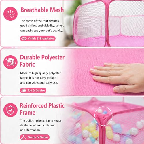 Rypet Guinea Pig Playpen Pop-Up, Outdoor Yard Fence for Small Pets,Pink | Breathable 360° Mesh View, Pops Open Fast, 47 x 15 in Play Space, Folds Flat for Travel, Rabbits Hamsters Hedgehogs - color: Pink, style: Open Top Playpen