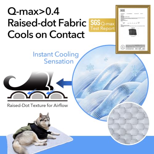Dog Cooling Mat 38"x26" +20% Large for Medium Dogs, M | Chew-Resistant, Non-Slip & Machine Washable, Ice-Silk Self-Cooling Pad(Q-Max>0.4), Leak-Proof TPU, Crate Indoor Outdoor - size: Medium 38"x26"