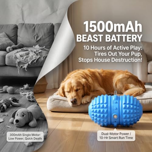 Smart Interactive Dog Toy, 8 Modes Automatic Rolling Ball with a Recording Function, Food-Grade Rubber Material Interactive Dog Ball for Medium and Large Dogs