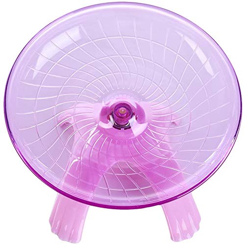 Hamster House Wood Bridge Climb Kit Exercise Wheel Jogging Running Silent Spinner Flying Saucer Pet Toys for Rat Gerbil Guinea Pig Chipmunk Mouse Small Animals - color: pink