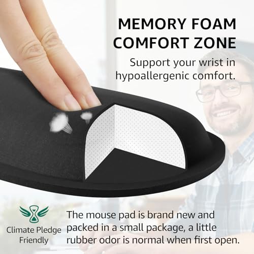 KTRIO Keyboard Wrist Rest & Mouse Pad with Wrist Rest, Black | Memory Foam Wrist Support, Ergonomic Design, Non-Slip Base, Office and Home Use - color: Black