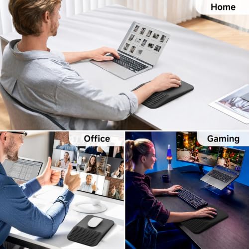 Ergonomic Mouse Pad with Wrist Rest, Memory Foam Mousepad with Wrist Support for Carpal Tunnel Pain Relief, Slope Massage Design, Non Slip Pu Base for Office, Home, Desk Accessories