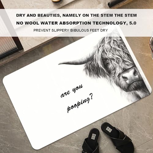 Bath Mat-Bathroom Rug，Highland Cow Prank Non Slip Quick Dry Stain Resistant Easy to Clean Care Shower Rug for Bathtub Shower Room 16×24Inch (40 * 60cm) - color: Highland Cow Prank, size: 16 x 24 inches