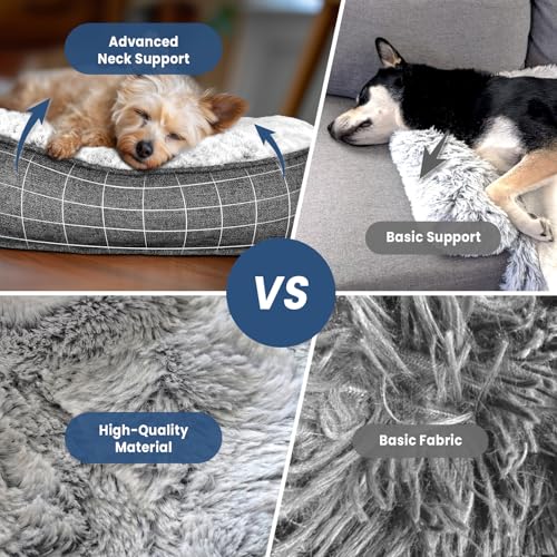 Calming Extra Large Dog Bed for Couch, 45 x 37 inch Removable Couch Cover for Dogs Washable, Non-Slip Fluffy Plush Dog Sofa Mat for Furniture Protector - Grey - color: Grey, size: 45"L x 37"W x 5"Th