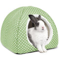 Rabbit Hideout Large Bunny Bed Washable Rabbit House | Fleece Hiding Hut for Indoor Bunnies Guinea Pigs, Small Animal Hideaway - color: Green