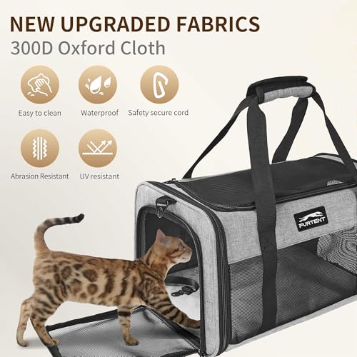 Pet Carrier Airline Approved, Soft Sided Cat Carrier for Small Pets up to 13 lbs, TSA Approved Dog Travel Bag, Portable Soft Sided Pet Carrier for Kittens and Puppies (Gray, Travel Litter Box) - color: Gray