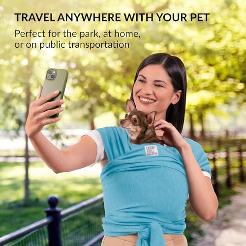 Cat Sling Carrier for Small Pets – Anti-Anxiety Cat Sling, Kitten Pouch – Pet Sling in Gray Black Blue Green Pink Yellow (Blue, Standard) - color: Blue, size: Standard