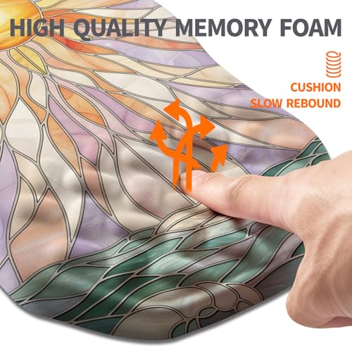 Ergonomic Slope Mouse Pad Wrist Support, Wrist Rest Mousepad for Carpal Tunnel Pain Relief with Massage Bulge and Slow Rebound Memory Foam (12x8 inch, Sun God) - color: AM045-Sun God