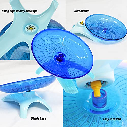 2 Pack Dwarf Hamster Flying Saucer Exercise Wheel Toy & Wood Rat Bridge Rainbow Climb-ABS Plastic Running & Jogging Silent Spinner-for Small Mouse Hedgehog Mice Cage