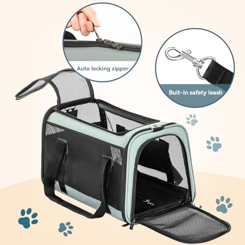 Petsfit Soft-Sided Cat Carrier,18 x 11 x 11 Pet Carrier | Airline Approved, Lightweight and Collapsible, Ventilation on 5 sides, Escape Proof, Adjustable Shoulder Strap & Soft Cushion - color: Z-Cyan blue, size: 18.0"L x 11.0"W x 11.0"H