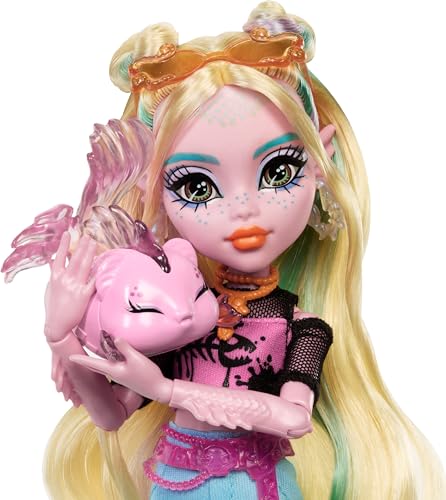 Monster High Lagoona Blue Doll in Mesh Tee and Cargo Pants, Includes Pet Fish Neptuna and Accessories Like a Backpack, Snack and Notebook - style: Lagoona Blue